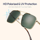 ZENOTTIC Polarized Aviator Sunglasses for Men: UV400 Protection Trendy Anti-Glare Shades - Driving Fishing Golf Fashion | Gold Frame Green Lenses — 2