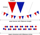 Red White Blue Party Decorations - 23pcs Tissue Paper Flower Pom Poms Tassel Garland Pennant Banner Flags Streamers Patriotic 4th of July American Independence National Day Graduation Birthday Decor — 3