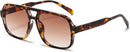 Hycredi Retro Aviator Sunglasses for Women Men, Oversized Square Shades | C2 - Leopard/Gradient Brown — 1