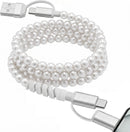 4-in-1 Beaded Charging Cable, MFi Certified, Works with CarPlay, 3.3FT 60W Fast Charger Cord for iPhone 17/16/15/14/13/12/11, iPad, Samsung, Android and More (Pure Pearl) 1