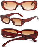 Rectangle Sunglasses for Women Men Trendy Y2K 90s Square Sun Shades UV400 | Brown — 5