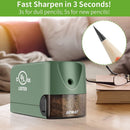 AFMAT 3 Pack Electric Pencil Sharpener, Heavy Duty Pencil Sharpener for Classroom, 6.5-8mm No.2/Colored Pencils, UL Listed, 10,000+ Sharpenings for Home, Office, School, PS105 | Green — 3