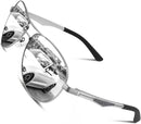 CGID Polarized Sunglasses Men Womens Pilot Style Mirrored Shades UV400 GA61 | Al-mg Frame |62mm| Silver Silver | 62 Millimeters — 1