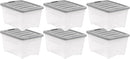 Amazon Basics Plastic Storage Containers with Secure Latching Lids, Stackable Organization Bins, Clear/Grey, 32 Quart, Set of 6 — 1