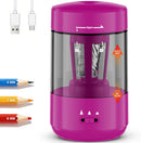 Electric Pencil Sharpener for Classroom, Fully Automatic, Magenta Pink — 1