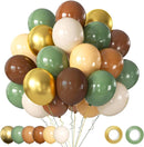 Green and Brown Balloons Set, 60 Pcs 12 Inch green brown balloons Jungle Safari Woodland Forest Balloon Metallic Gold Cream Brown Olive Green Coffee Blush Balloon for Baby Shower Birthday Decorations — 1