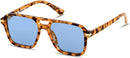 Retro Square Aviator Polarized Sunglasses Womens Mens Vintage Pilot Shades | Yellow Tortoise | Polarized Light Blue — 1