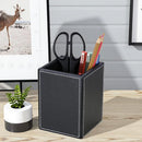KINGFOM PU Leather Square Pens Pencils Holder Cup Desktop Stationery Organizer Case Office Accessories Container Box (black) — 6
