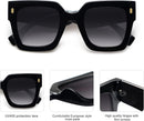 SOJOS Oversized Sunglasses for Women Thick Big Square UV400 Shades SJ2194 | Black Frame/Grey Grading Lens — 6