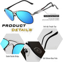 GQUEEN Classic Pilot Polarized Sunglasses Men Women Retro Shades UV400 MOS1 | F Black Frame/Blue Lens | Model F — 3