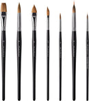 Watercolor Brush Set, Fuumuui 7pcs Professional Sable Paint Brushes with Extended Needle, Round Point, Flat, Dagger, Cat's Tongue for Watercolor, Acrylic, Gouache – Detail & Wash Painting | Black7 — 1