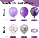 Purple Silver Balloons, 12 Inch Metallic Purple Silver Balloons Light Purple Silver Latex Balloons Lavender Silver Confetti Balloons for Princess Party Girl Birthday Wedding Baby Shower Decorations | Purple and Silver — 2