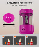 Electric Pencil Sharpener for Classroom, Fully Automatic, Magenta Pink — 5