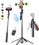 Yeaki 71” Auto Face Tracking Tripod for iPhone with Light,360° Rotating Phone Stand with Rechargeable Remote Control for TikTok Vlog Video Recording, Phone Tripod for Android Camera/GoPro/Ring Light photo 1