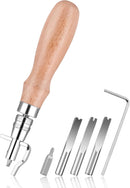 Leather Groover Tool(Natural Color), 7 in 1 Adjustable Stitching Groover — 1