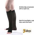 Allegro Women's Sheer Knee High Compression Stockings 20-30 mmHg Open Toe | Black | X-Large — 3