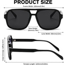 Hycredi Retro Aviator Sunglasses for Women Men, Oversized Square Shades | C7 - Black/Grey — 5