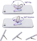 2 Pcs Butterfly Cell Phone Ring Stand Holder, Cute Butterfly Design Finger 360° Rotating Metal Hand Phone Stand Holder, with Adjustable Knob Loop (Purple, Blue) photo 3