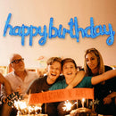 TONIFUL 16 Inch Cursive Blue Happy Birthday Balloons Banner Decorations — 4