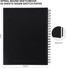 8.5x11inches Hardbound Sketch Book, Spiral Bound Sketch Pad, 80-Sheets 90gsm Inner Paper, Acid Free Drawing Art Paper, Prefect Works with Kids and Adults (Pack of 3) | 8.5x11 inches (Pack of 3) — 2