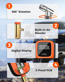 ETENWOLF T600 Digital Tire Pressure Gauge 250 PSI with Rubber Hose, Orange