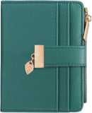 Pomelo Best Small Wallet Women RFID Blocking Bifold Soft Leather Card Holder with ID Window Zipper Coin Pocket Wallets for Women Green