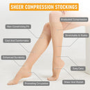 BSERA 2 Pairs Sheer Compression Socks for Women 15-20 mmHg Knee High | Beige Dots | Large — 3