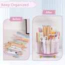 SKYDUE Rotating Pencil Pen Holder, Pen Organizer with 5 Slots - Aesthetic Desk Organizer and Accessories for School, Home, Office Supplies — 4