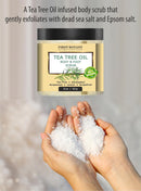 First Botany 100% Natural Tea Tree Oil Body & Foot Scrub with Salt - Best for Acne, Dandruff and Warts, Corns, Calluses, Athlete foot, Jock Itch & Body Odor — 3