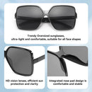 Dollger Oversized Square Sunglasses for Women Big Large Wide Trendy Shades | H: Black+transparent Brown — 6