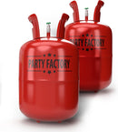 Party Factory – 2x Helium Tank - for up to 100 assorted balloons (latex, LED & foil) – Party birthday decoration disposable gas cylinder – bendable filling valve – For decorative occasions | 2 Pack — 1