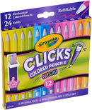 Crayola Clicks 2.0mm Mechanical Colored Pencil Set, 12 Neon Colors, Coloring Pencils for Kids, No Sharpen, 24 Replacement Cores, Ages 5+ | Click Mechanical Pencil — 3