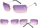 knliwkm Rimless Rectangle Y2k Sunglasses for Women Men Cute Small Clear Frameless Tinted Lens 2000S Fashion Shades Butterfly | Gold, Purple/ Pink — 6