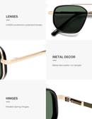 SOJOS Retro Polarized Aviator Sunglasses for Women Men Trendy Square Shades | Gold&green Lens — 5