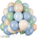 Jobkoo Sage Green Dusty Blue Balloons, 12 Inch Retro Slate Light Blue Olive Green White Sand Beige Nude Eucalyptus Latex Balloon for Boho Rabbit Birthday Wedding Toy Baby Shower Woodland Party Decor | Retro Blue Green — 1