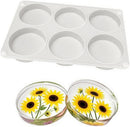6-Cavity Deep Round Coaster Silicone Molds for Epoxy Resin, 4 Inches Coaster Resin Mold for Flower Bouquet Preservation — 6