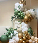 MEBAY Sage Green White Gold Balloon Garland Arch Kit, 146Pcs Latex Balloons Different Sizes 18 12 10 5 Inch for Birthday Baby Shower Gender Reveal Wedding Party Decoration | 146-green-white-gold — 4