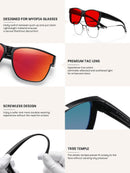 Wzerry Polarized Over Glasses Sunglasses for Women Men with Large Shades | Black/Grey + Black/Blue + Black/Red — 3
