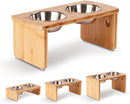 Elevated Dog Bowls, Bamboo Raised Dog Bowl for Medium Dogs, with 2 Stainless…
