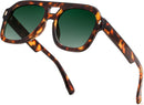 FEISEDY Retro Thick Aviator Sunglasses for Women Men, Large Vintage Shades | Leopard - Dark Green | 53 Millimeters — 4