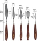 CONDA Palette Knife Painting Stainless Steel Spatula Palette Knife Oil Paint Metal Knives Wood Handle (Red 5 Piece) | 5-Rot — 5