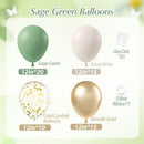 60pcs 12inch Sage Green Balloons with Sand White Gold Confetti Balloons | Green Sand White — 2