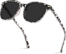 Polarized Sunglasses Womens Trendy Mirrored Shades UV400 Protection | A7. White Leopard Frame/Gray Polarized Lens — 1