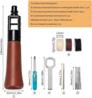 WUTA Repair Stitch Kit Leathercraft Stitch Awl Tool with 5 Pcs Small Chrome-Plated Needle, for Leather, Belt, Canvas, Fabric, Bag Repair Professional Stitcher Leather Craft Tool | Basic (Stitch Awl Kit+3 Colors Wax Thread) — 2