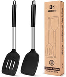 Pack of 2 Silicone Solid Turner, Non Stick Slotted Kitchen Spatulas, High Heat Resistant BPA Free Cooking Utensils,… — 1