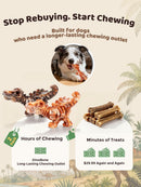 DinoBone 2-Pack Tough Dog Chew Toys for Aggressive Chewers, Bacon Flavor