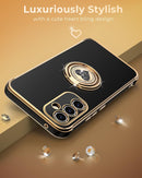 XYZ for Galaxy S25 Case with Stand, for Samsung Galaxy S25 Case with Double Ring Kickstand, Women Girls Cute Love-Heart Bling Luxury Protective Phone Case for Samsung S25, Black — 6