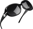 Joopin Oversized Rectangle Sunglasses UV400 Protection Shades for Women | Black Black | Polarized — 1