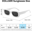 Rectangle Sunglasses for Women Men Trendy Y2K 90s Square Sun Shades UV400 | White — 6