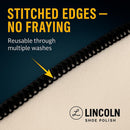 Lincoln Shoe Polish 4-Pack Shoe Shine Cloths – Heavyweight 14×14 Premium Cotton Polish & Buffing Cloth for Shoes, Leather, Boots – Reusable, Stitched Edges for Mirror Finish — 4